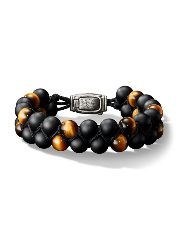 yz fCrbgE[} Y uXbgEoOEANbg ANZT[ Spiritual Beads Two Row Woven Bracelet with Black Onyx and Tiger's Eye black onyx