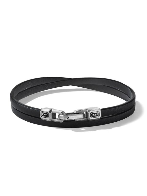 yz fCrbgE[} Y uXbgEoOEANbg ANZT[ StreamlineR Double Wrap Black Leather Bracelet black