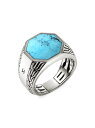 【送料無料】 ジョン・ハーディー メンズ リング アクセサリー Sterling Silver & Turquoise Signet Ring silver turquoise