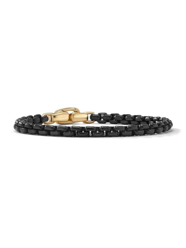 yz fCrbgE[} Y uXbgEoOEANbg ANZT[ Box Chain Bracelet in Stainless Steel and 14K Yellow Gold black