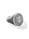 yz fCrbgE[} Y O ANZT[ Petrvs Wolf Signet Ring in Sterling Silver black diamond