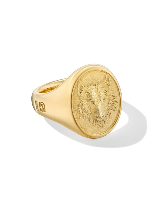 【送料無料】 デイビット・ユーマン メンズ リング アクセサリー Petrvs Wolf Signet Ring in 18K Yellow Gold gold