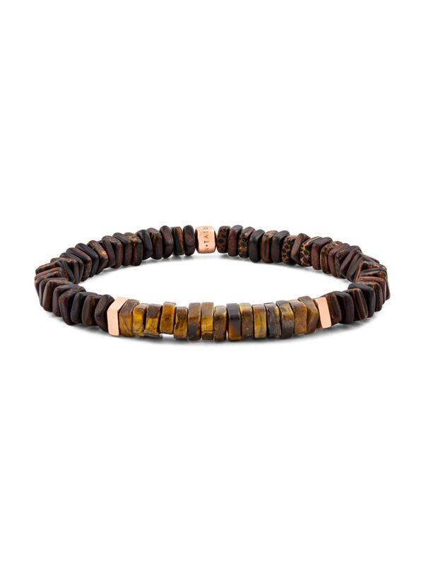 【送料無料】 タテオシアン メンズ ブレスレット・バングル・アンクレット アクセサリー Legno Wood, Rose Goldtone & Sterling Silver Bracelet brown