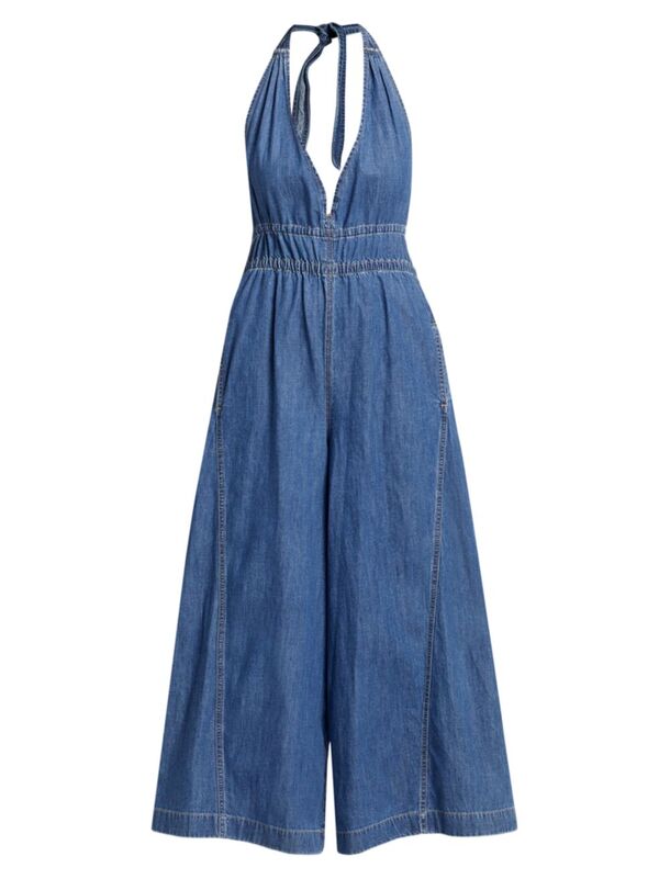 【送料無料】 フリーピープル レディース ジャンプスーツ トップス Sunrays Wide-Leg Denim Jumpsuit constellation