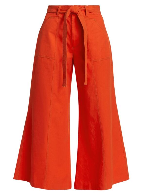 ̵ ե ǥ 奢ѥ ܥȥॹ Cotton Wide-Leg Drawstring Pants red