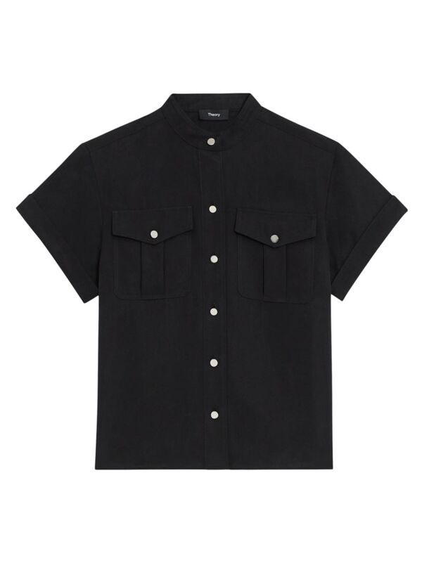  セオリー レディース シャツ トップス Short-Sleeve Military Shirt black