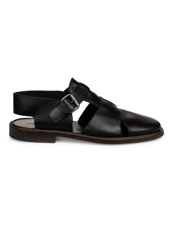 ̵ ᡼   塼 Lemaire Fisherman Leather Sandals black