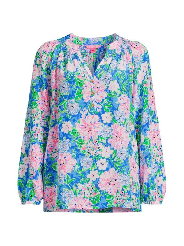 楽天ReVida 楽天市場店【送料無料】 リリーピュリッツァー レディース シャツ ブラウス トップス Elsa Floral Silk Blouse multi spring in your step