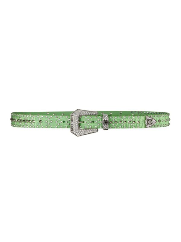 【送料無料】 ジバンシー メンズ ベルト アクセサリー Belt in Leather with Studs and Crystals mint green