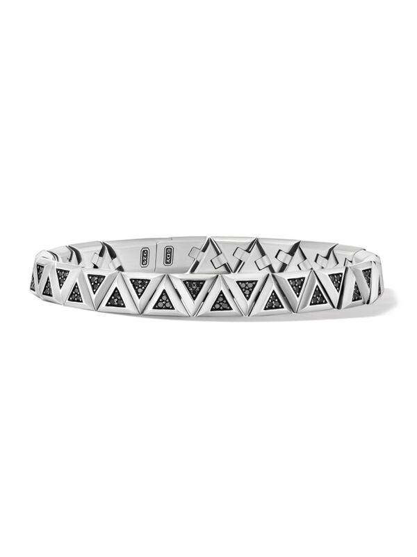 【送料無料】 デイビット・ユーマン メンズ ブレスレット・バングル・アンクレット アクセサリー Faceted Link Triangle Bracelet in Sterling Silver black diamond