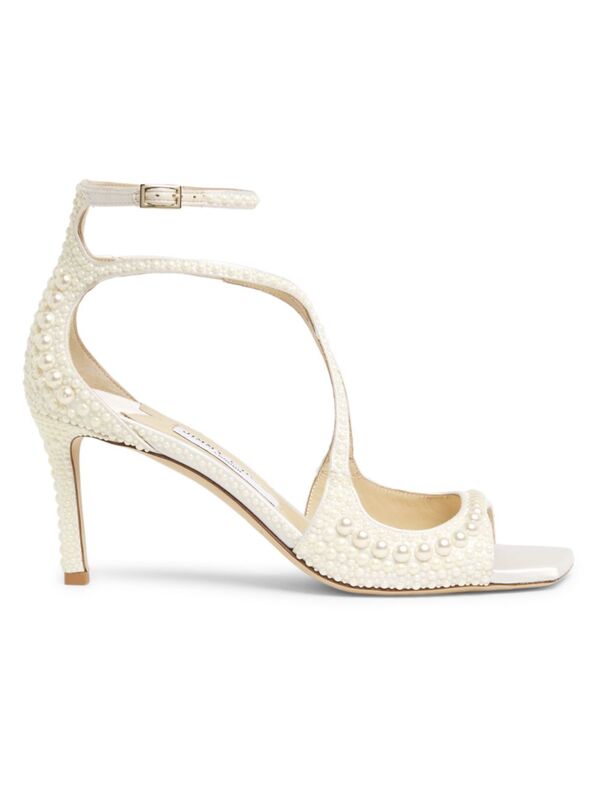 【送料無料】 ジミーチュー レディース サンダル シューズ Azia 75MM Pearl-Embellished Satin Sandals..