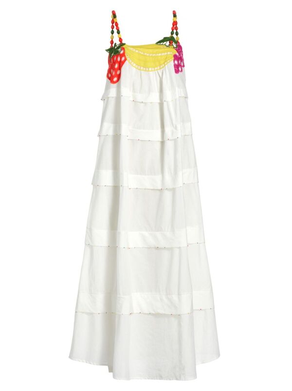 ̵ ե ǥ ԡ ȥåץ Fruit Cotton Tiered Maxi Dress off white