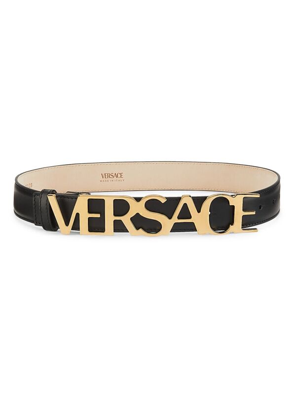 ヴェルサーチ ベルト（レディース） 【送料無料】 ヴェルサーチ レディース ベルト アクセサリー Versace Logo Leather Belt black versace gold