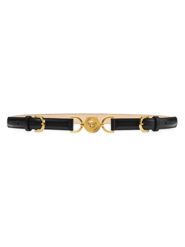 ヴェルサーチ ベルト（レディース） 【送料無料】 ヴェルサーチ レディース ベルト アクセサリー Medusa Leather Belt black gold