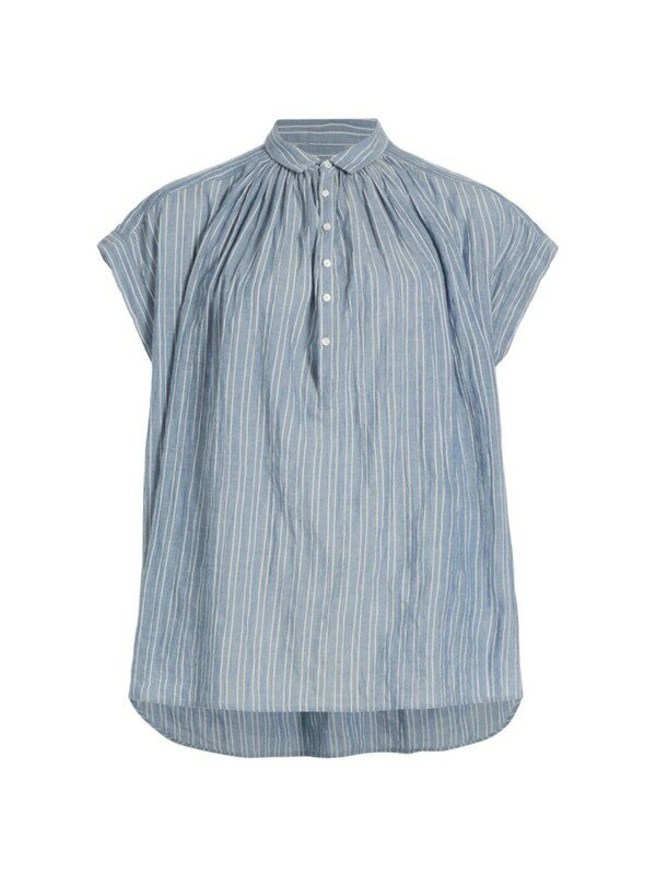 【送料無料】 ニリロータン レディース シャツ トップス Normandy Striped Cotton Cap-Sleeve Shirt navy ivory