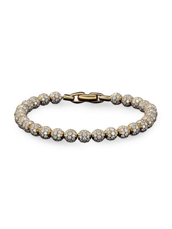 【送料無料】 デイビット・ユーマン メンズ ブレスレット・バングル・アンクレット アクセサリー Spiritual Beads Bracelet in 18K Yellow Gold and Pave Diamonds 6mm diamond