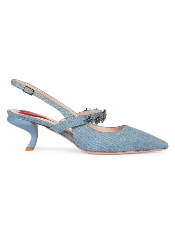 【送料無料】 ロジェ・ヴィヴィエ レディース ヒール シューズ Virgule Daisy 55MM Denim Slingback Pu..