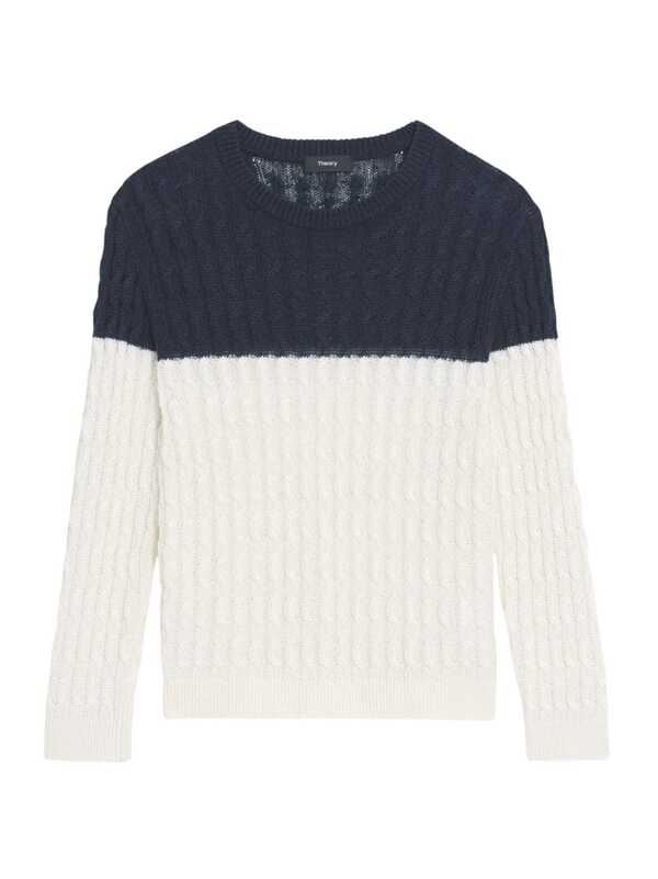  セオリー レディース ニット・セーター アウター Colorblocked Cable-Knit Sweater nocturne navy bone