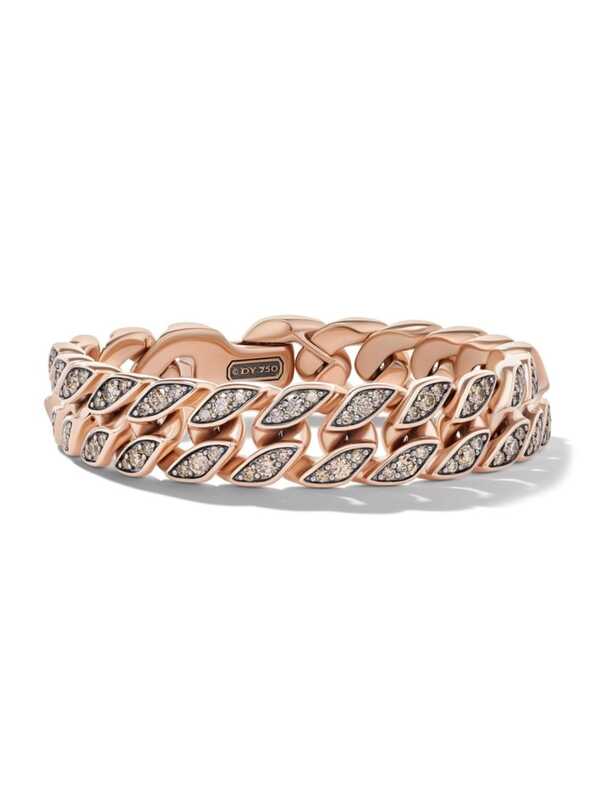 【送料無料】 デイビット・ユーマン メンズ ブレスレット・バングル・アンクレット アクセサリー Curb Chain Bracelet in 18K Rose Gold cognac diamond