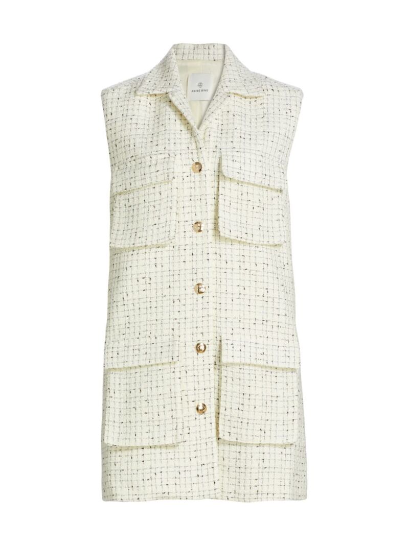 【送料無料】 アニービン レディース ワンピース トップス Alden Tweed Sleeveless Minidress cream and black tweed