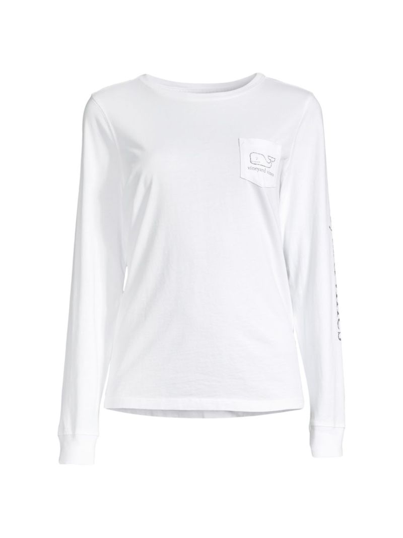 yz @C[h@CY fB[X TVc gbvX Whale Print Long-Sleeve T-Shirt white