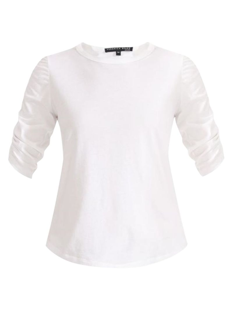 yz FjJ xA[h fB[X TVc gbvX Waldorf Ruched-Sleeve T-Shirt white