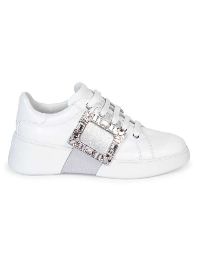 ̵  ǥ ˡ 塼 Viv Glitter & Crystal Buckle Skate Sneakers white
