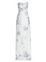 【送料無料】 ルネルイス レディース ワンピース トップス Strapless Floral Jacquard Mermaid Gown ivory navy