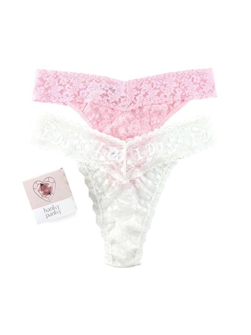 楽天ReVida 楽天市場店【送料無料】 ハンキーパンキー レディース パンツ アンダーウェア I Do Shimmer 2-Pack Lace Bridal Thongs light ivory bliss