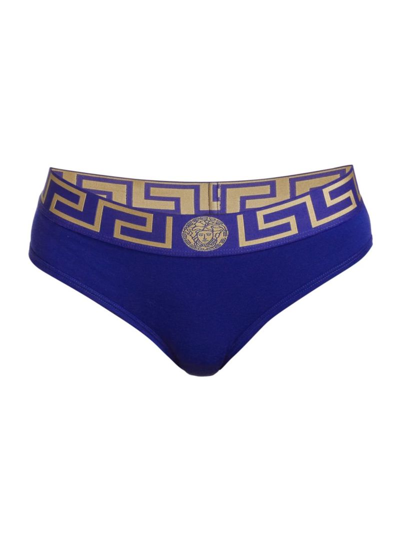 versace 【送料無料】 ヴェルサーチ レディース パンツ アンダーウェア Greek Key Bikini-Cut Panty bluette