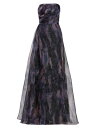 【送料無料】 ルネルイス レディース ワンピース トップス Printed Organza Strapless Gown black multi