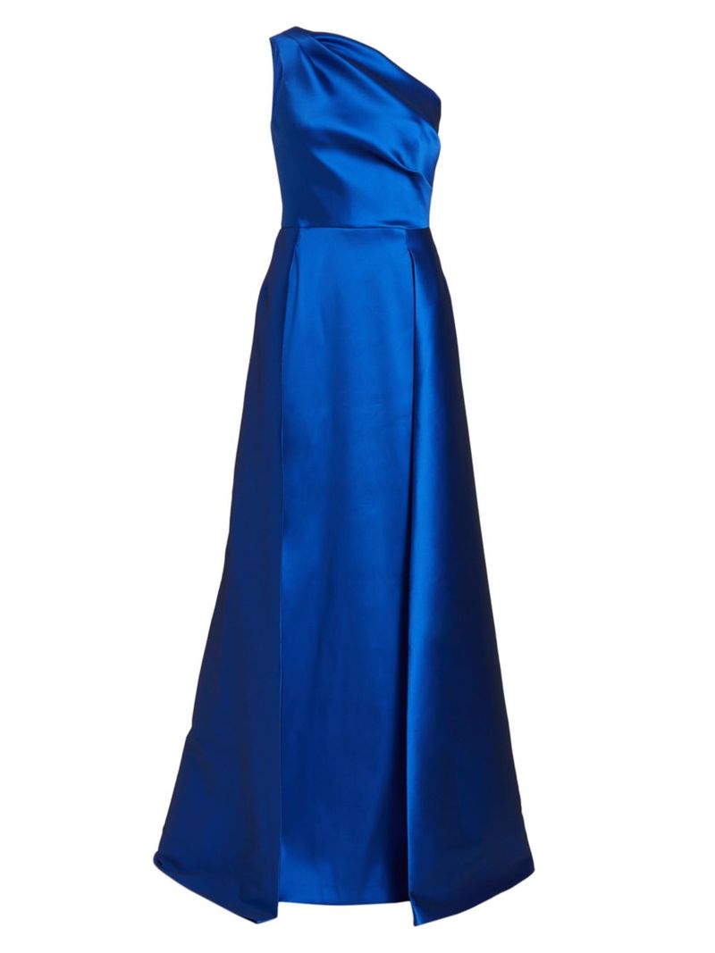 【送料無料】 テリジョンバイリッキーフリーマン レディース ワンピース トップス One-Shoulder Satin Gown royal blue