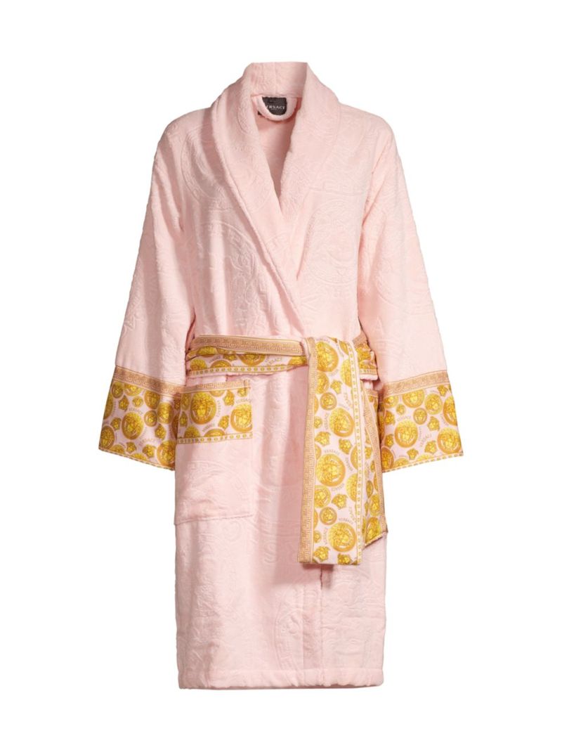 ̵ 륵 ǥ ʥȥ  Medusa Logo Plush Bathrobe pink gold