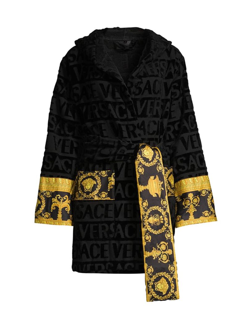 versace 【送料無料】 ヴェルサーチ レディース ナイトウェア アンダーウェア Monogram Bathrobe black