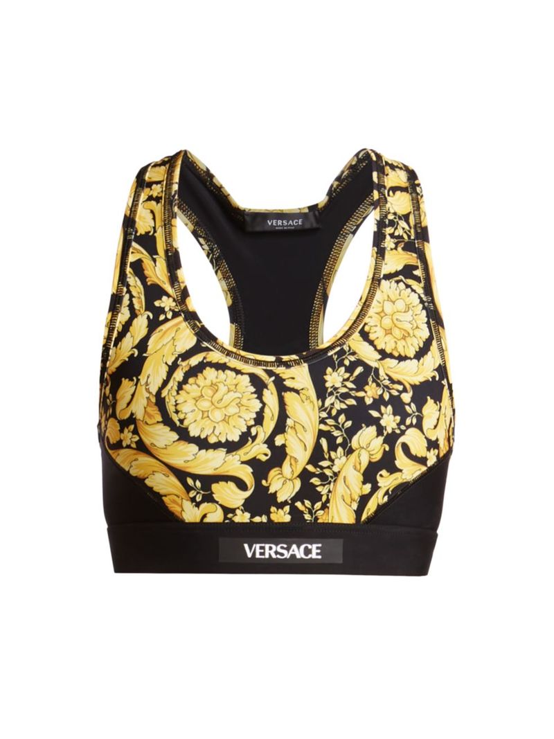 versace 【送料無料】 ヴェルサーチ レディース ブラジャー スポーツブラ アンダーウェア Barocco Sports Bra black print