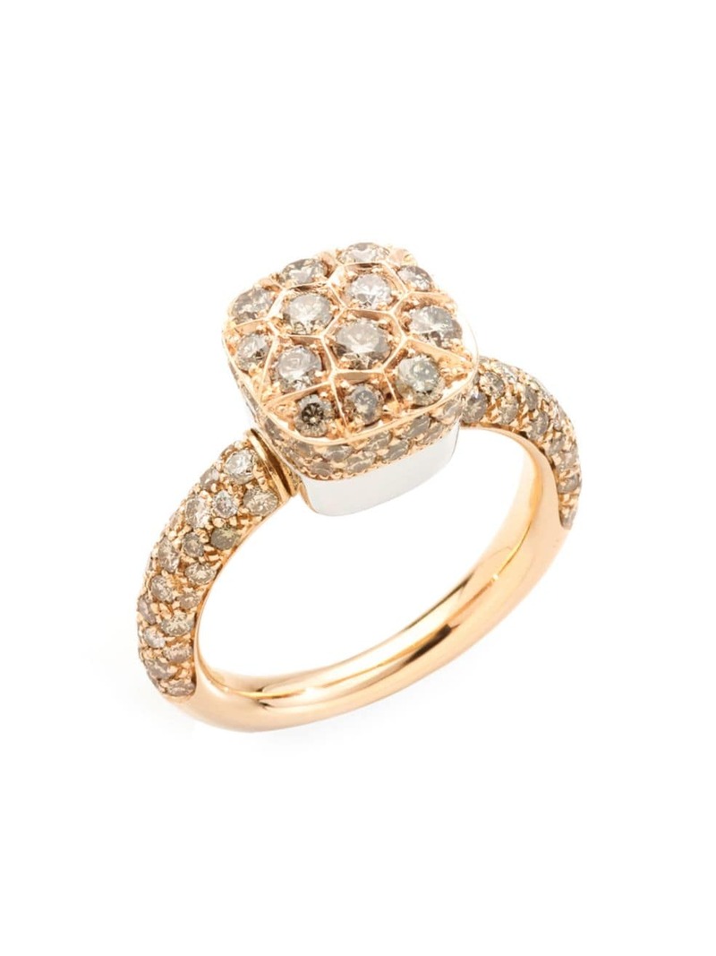 【送料無料】 ポメラート レディース リング アクセサリー Nudo Classic 18K Rose Gold, 18K White Gold & Brown Diamond Ring rose gold