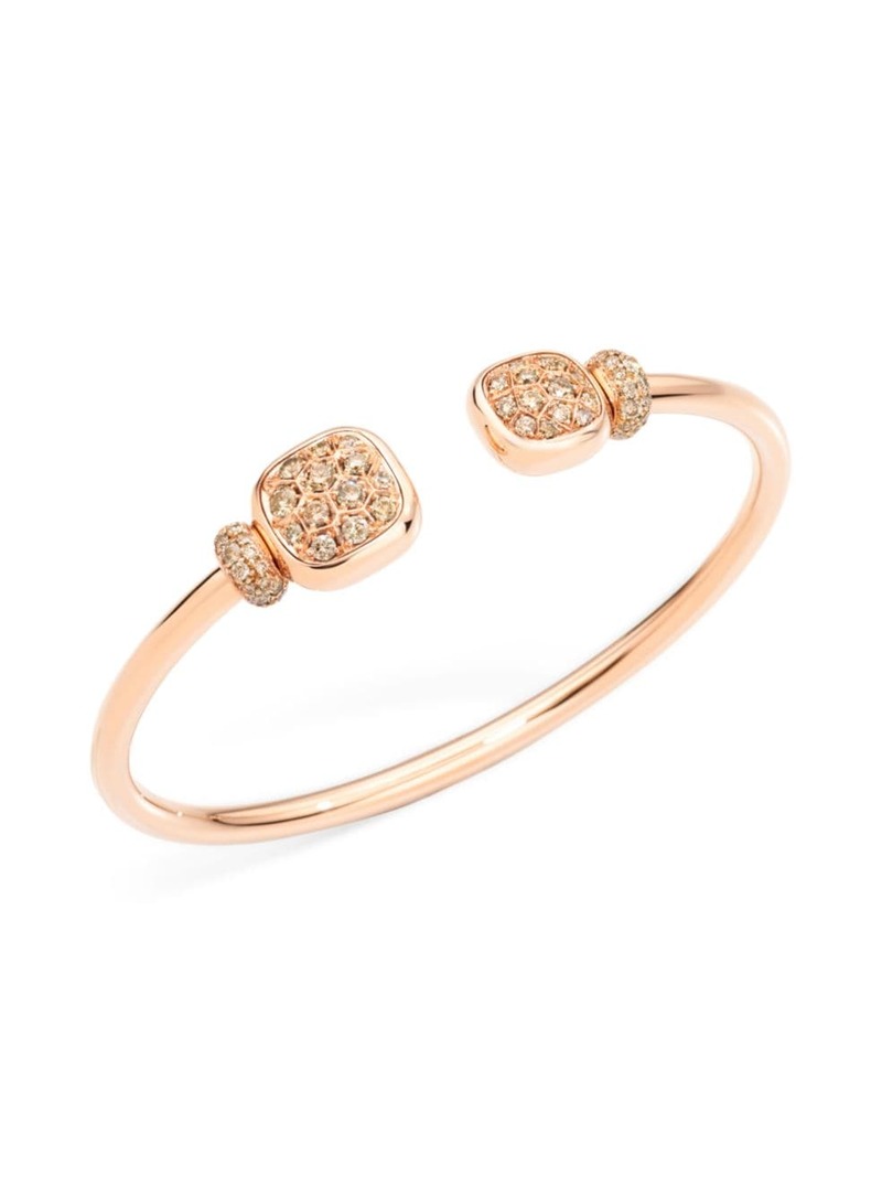 【送料無料】 ポメラート レディース ブレスレット・バングル・アンクレット アクセサリー Nudo Petit 18K Rose Gold, 18K White Gold, Brown Diamond & White Topaz Cuff Bracelet rose gold