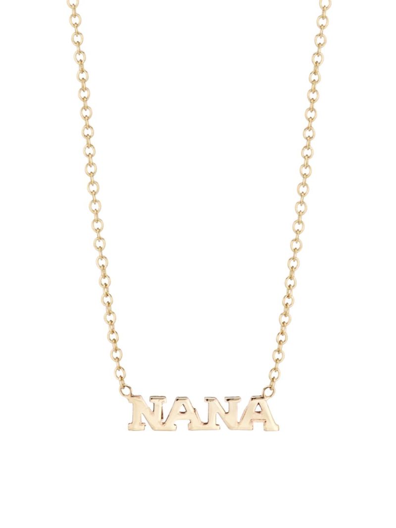 【送料無料】 ゾイチッコ レディース ネックレス・チョーカー・ペンダントトップ アクセサリー Itty Bitty Words 14K Gold Tiny Nana Necklace yellow gold