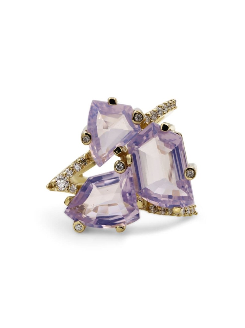 【送料無料】 スティーブンデュエック レディース リング アクセサリー Luxury 18K Gold, Diamond & Lavender Moon Quartz Openwork Ring lavender