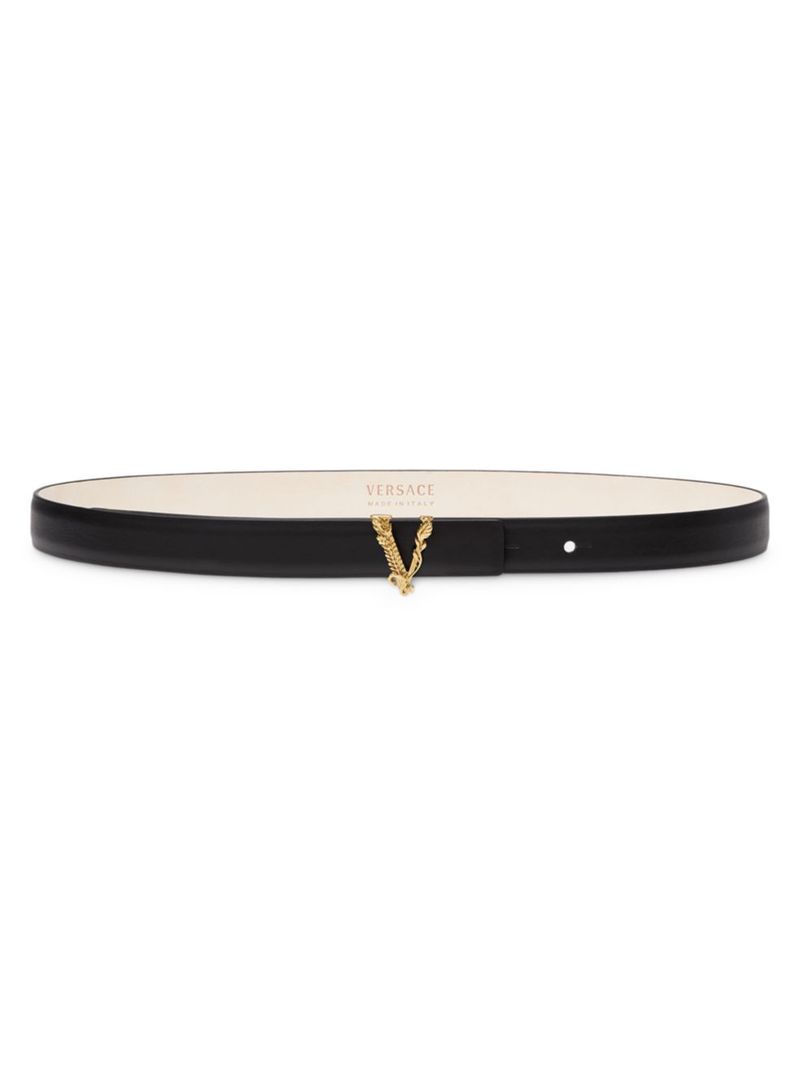 ヴェルサーチ ベルト（レディース） 【送料無料】 ヴェルサーチ レディース ベルト アクセサリー Virtus Leather Belt black versace gold