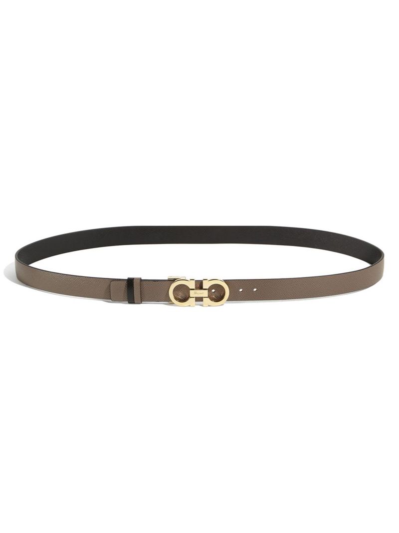 【送料無料】 サルヴァトーレ フェラガモ レディース ベルト アクセサリー Gancini Buckle Reversible Two-Tone Snake-Embossed Leather Belt grey