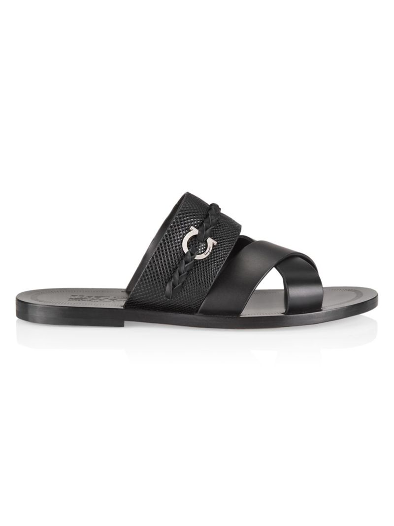 yz T@g[ tFK Y T_ V[Y Giotto Braided Criss-Cross Leather Sandals nero