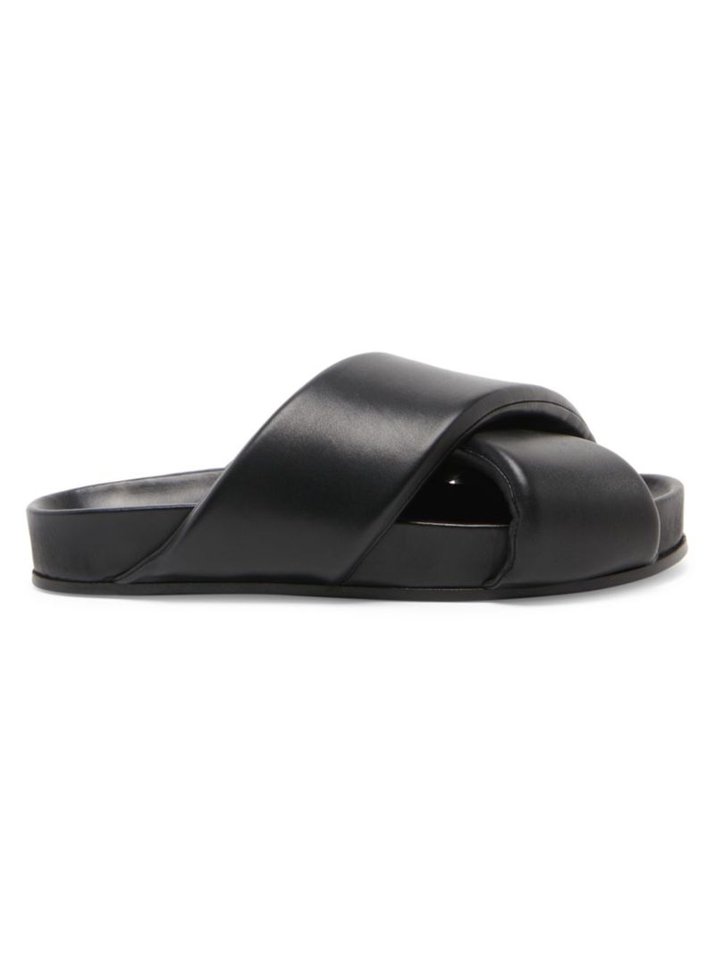 ̵ 롦   塼 Leather Slide Sandals black