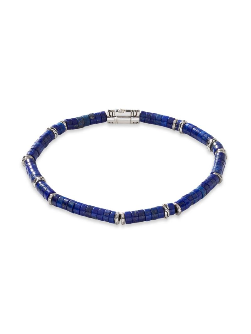 【送料無料】 ジョン・ハーディー メンズ ブレスレット・バングル・アンクレット アクセサリー Sterling Silver & Lapis Lazuli Heishi Beaded Bracelet blue