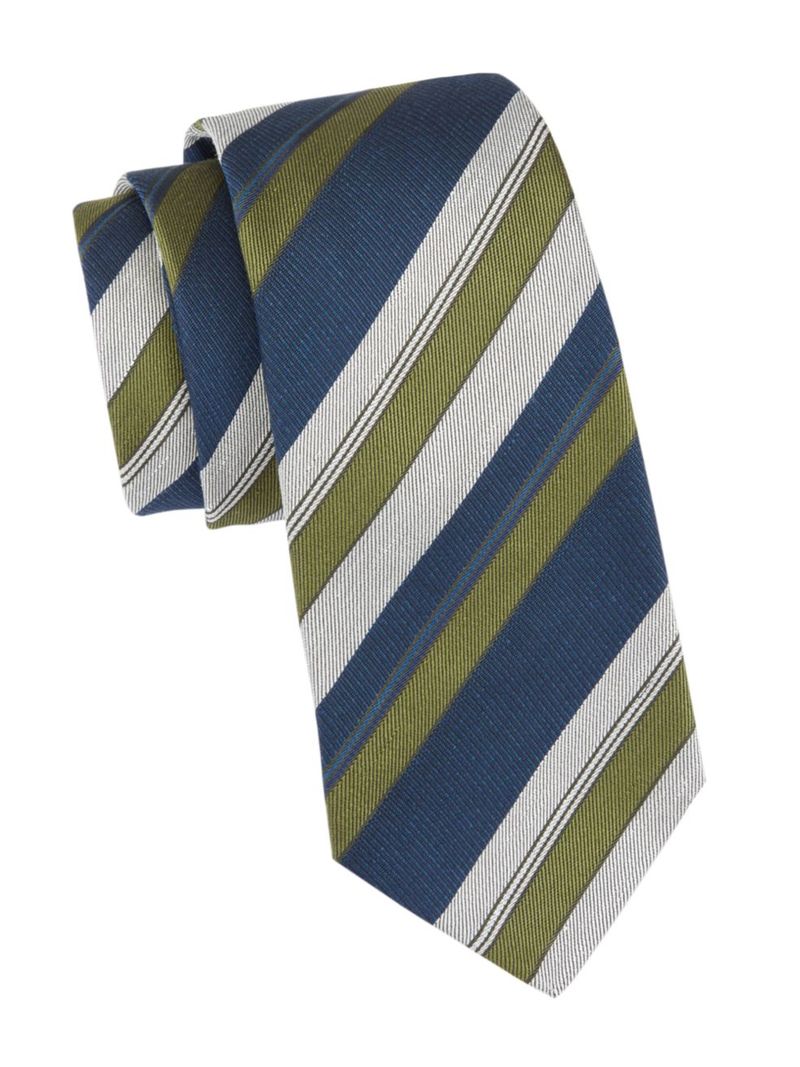 ̵ ȥ  ͥ ꡼ Stripe Silk Tie green navy