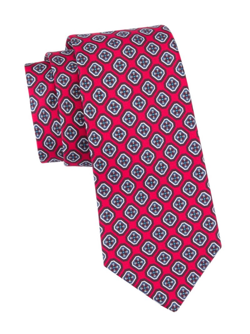 【送料無料】 キートン メンズ ネクタイ アクセサリー Arrow Print Silk Tie red