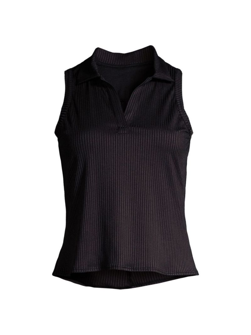 楽天ReVida 楽天市場店【送料無料】 ケースイス レディース タンクトップ トップス Rib-Knit Sleeveless Polo Top black