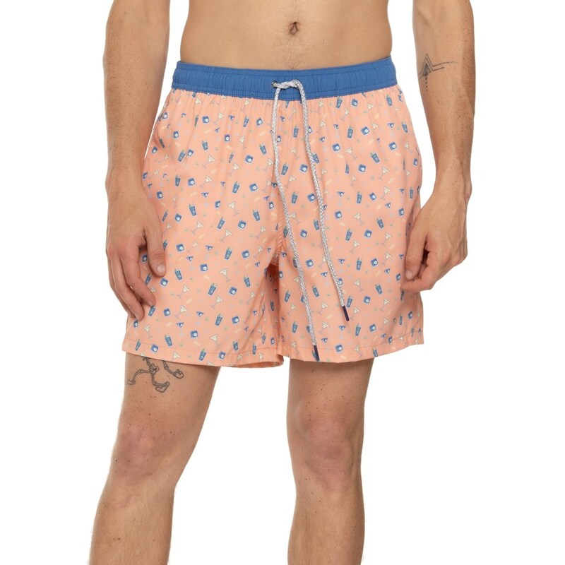 【送料無料】 レインフォレスト メンズ ハーフパンツ・ショーツ 水着 Rainforest Cocktail AOP Volley Swim Shorts - Built-In Brief Coral
