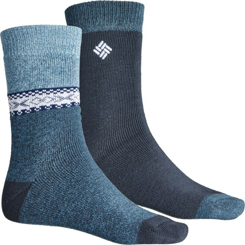  コロンビア メンズ 靴下 アンダーウェア Columbia Sportswear Thermal Color-Block Striped Socks - 2-Pack Crew (For Men) Navy/Navy