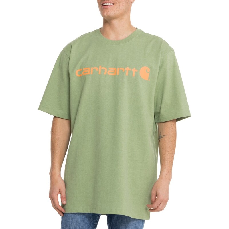 【送料無料】 カーハート メンズ シャツ トップス Carhartt K195 Big and Tall Loose Fit Heavyweight Logo T-Shirt - Short Sleeve Loden Frost Heather